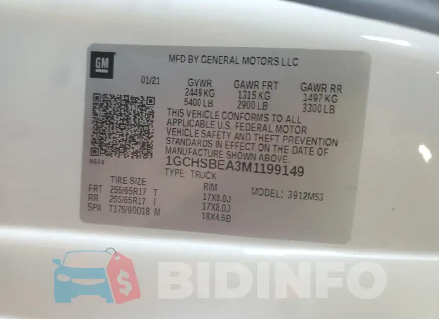 1GCHSBEA3M1199149 Photo# 12