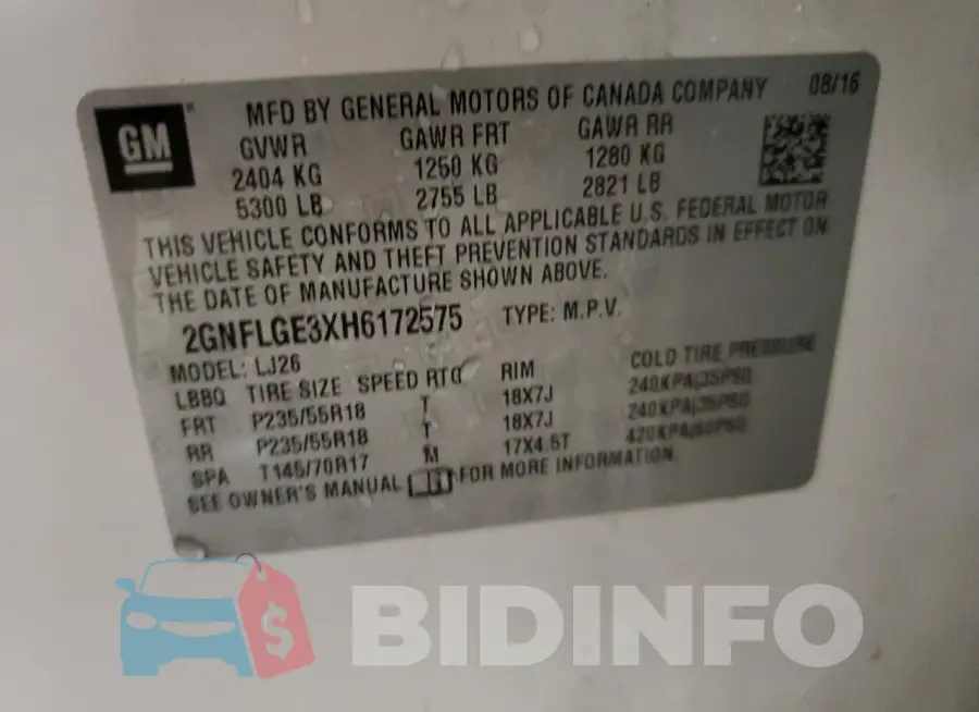 2GNFLGE3XH6172575 Photo# 13