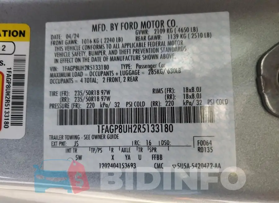 1FAGP8UH2R5133180 Photo# 12