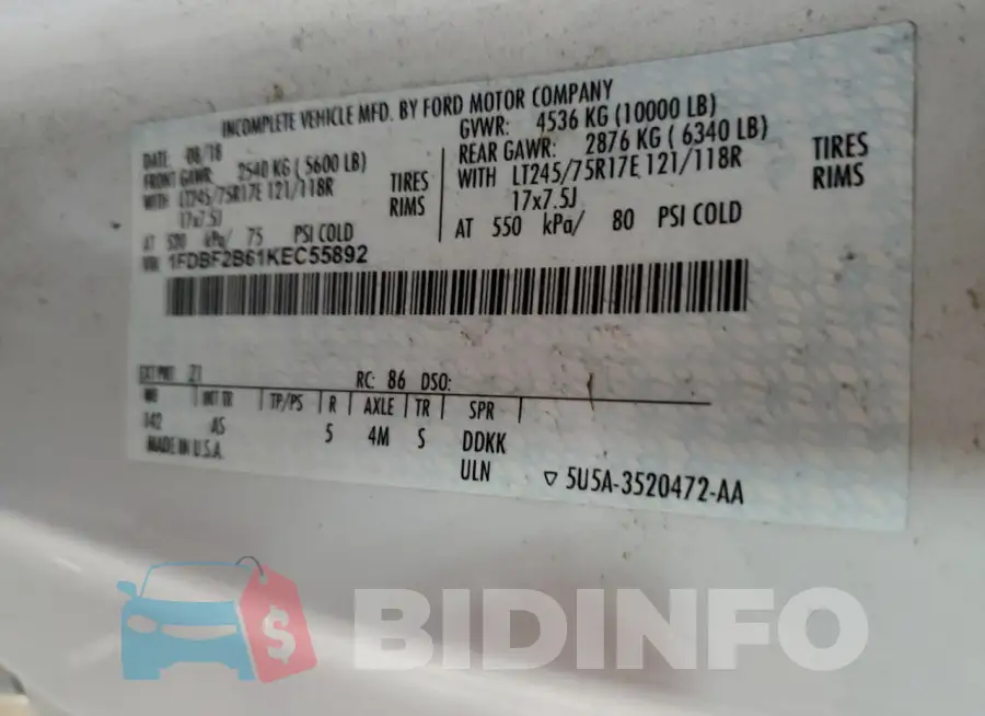 1FDBF2B61KEC55892 Photo# 12