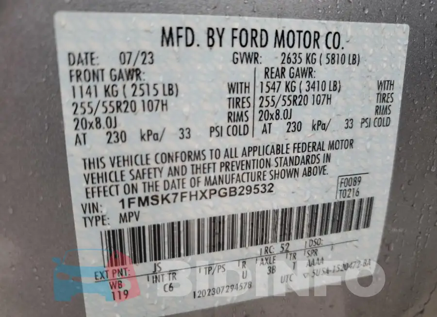 1FMSK7FHXPGB29532 Photo# 14