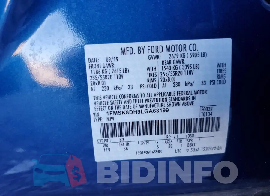 1FMSK8DH9LGA63199 Photo# 13