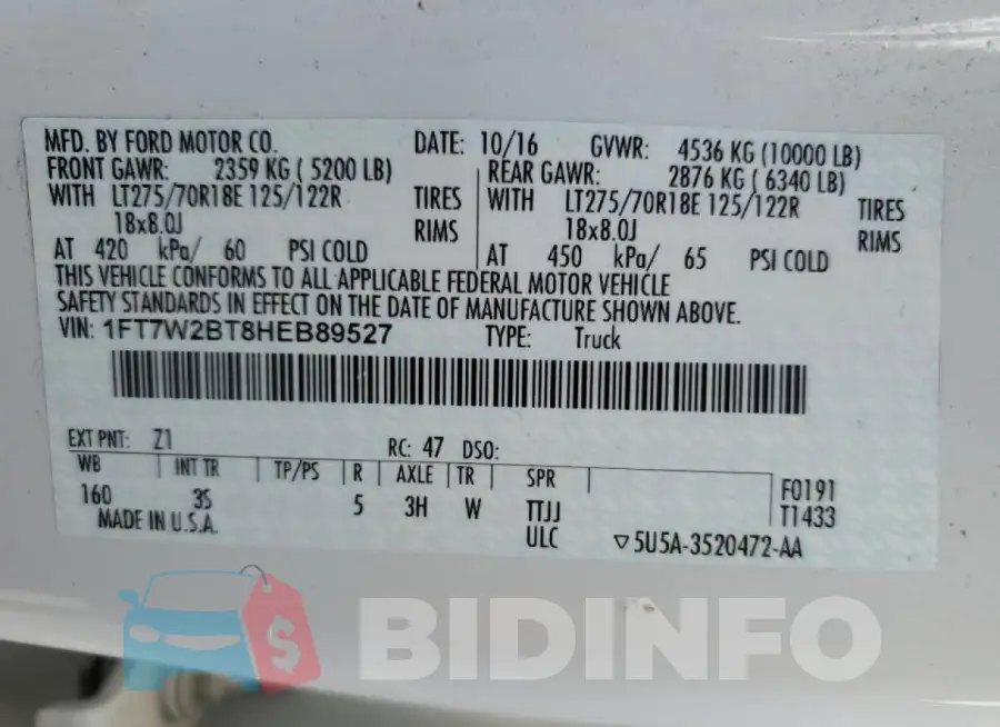 1FT7W2BT8HEB89527 Photo# 13