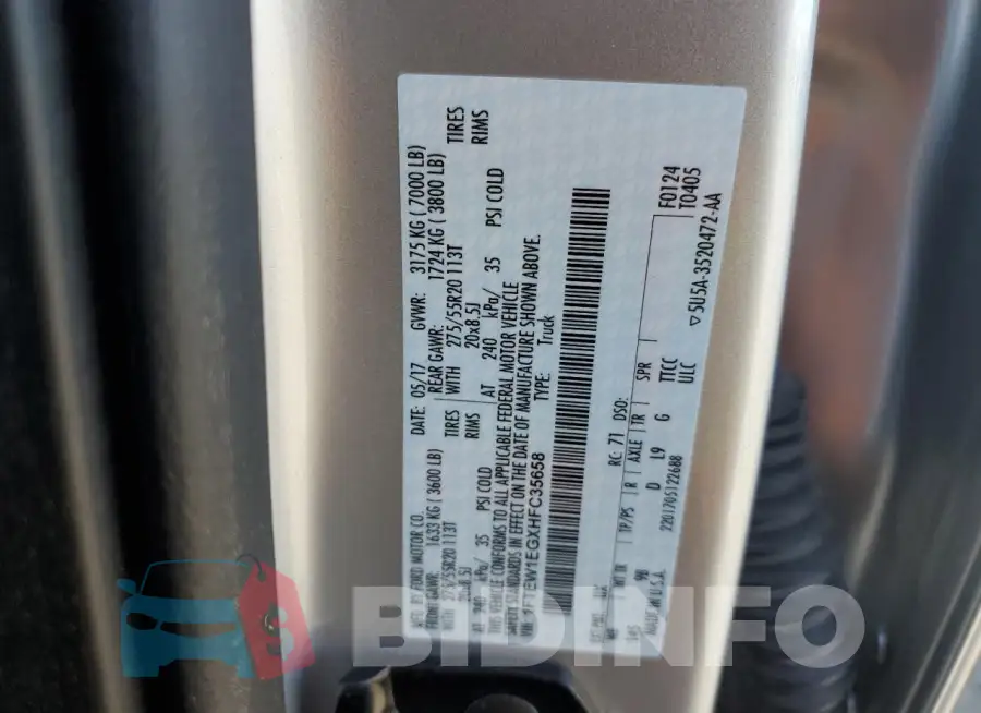 1FTEW1EGXHFC35658 Photo# 12
