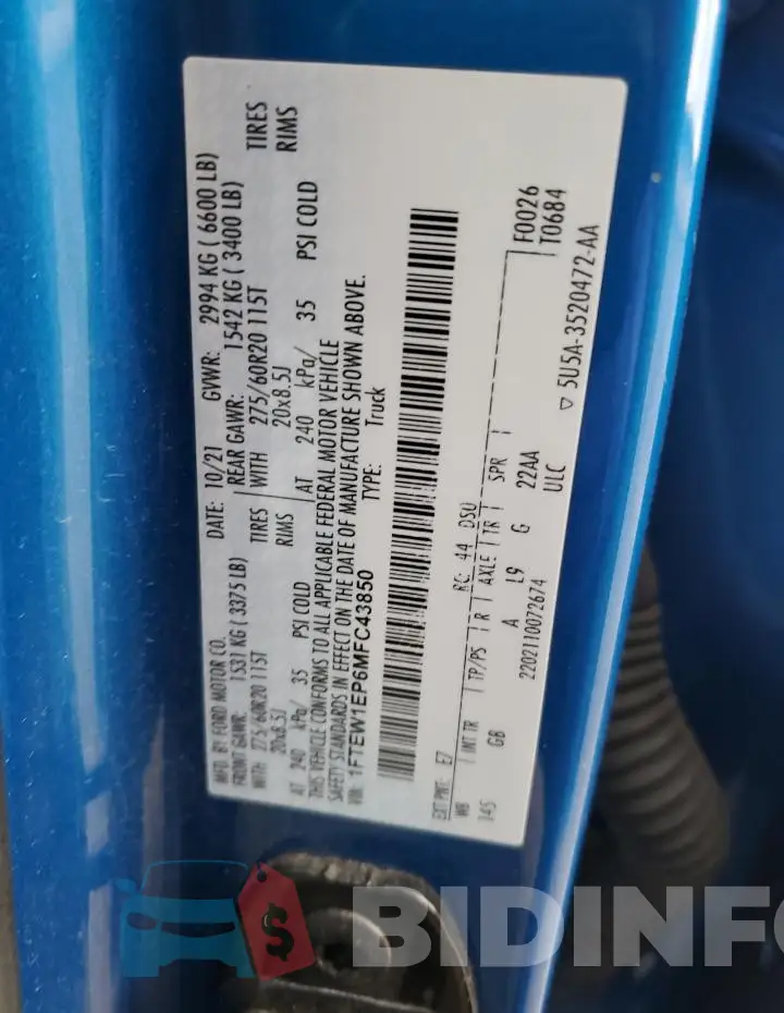 1FTEW1EP6MFC43850 Photo# 12