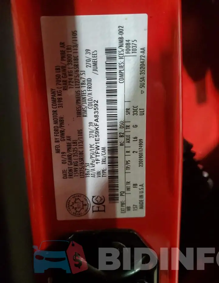 1FTFW1E59KFA83592 Photo# 12