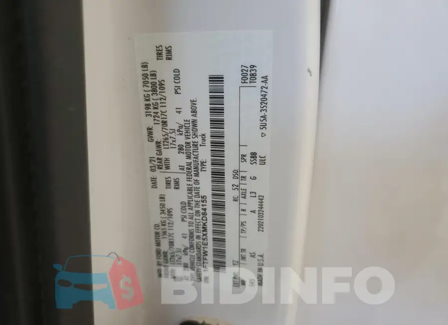 1FTFW1E5XMKD84155 Photo# 12