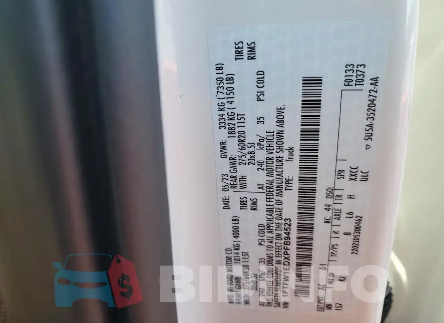1FTFW1EDXPFB94523 Photo# 12