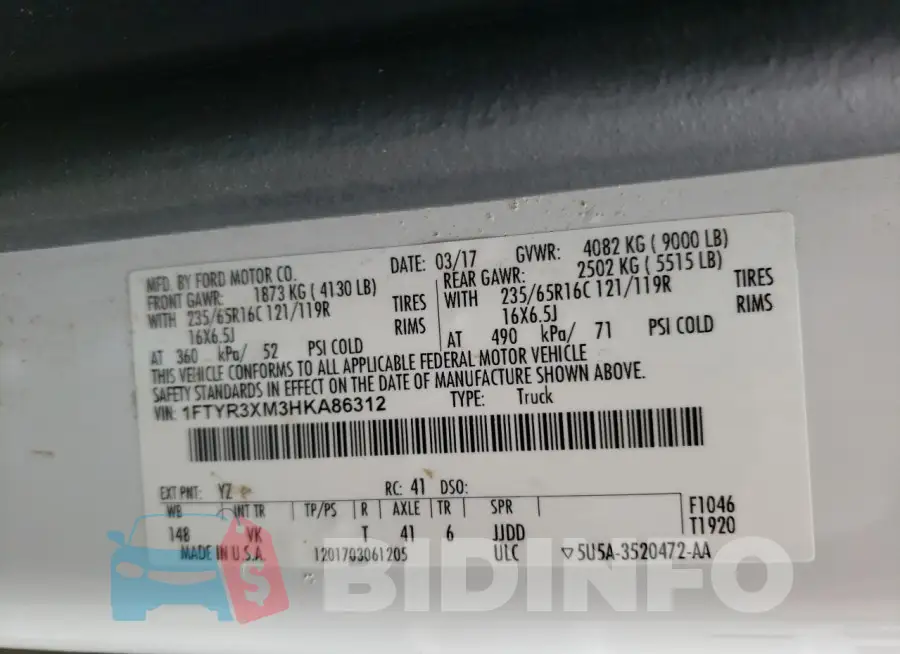 1FTYR3XM3HKA86312 Photo# 13