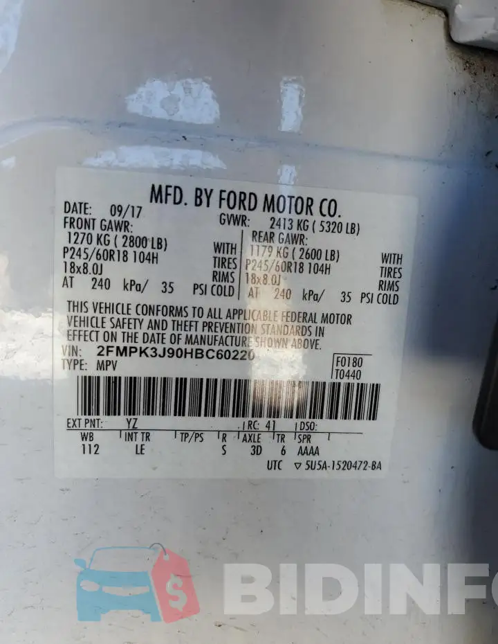 2FMPK3J90HBC60220 Photo# 12