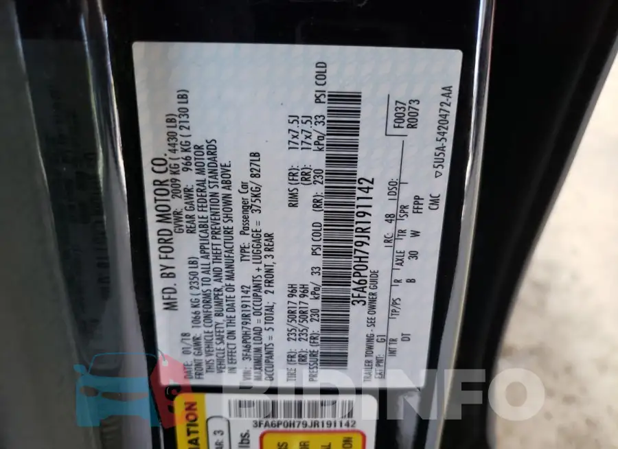 3FA6P0H79JR191142 Photo# 12