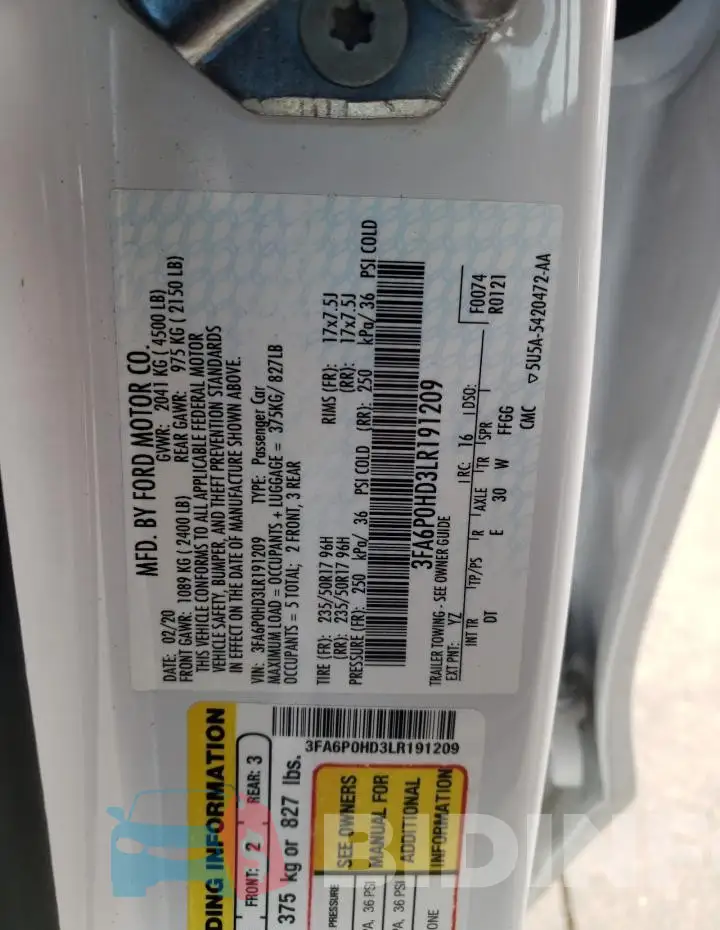 3FA6P0HD3LR191209 Photo# 12