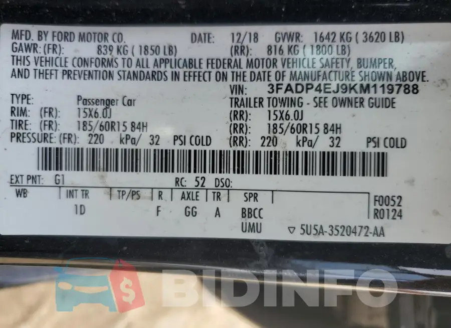 3FADP4EJ9KM119788 Photo# 12