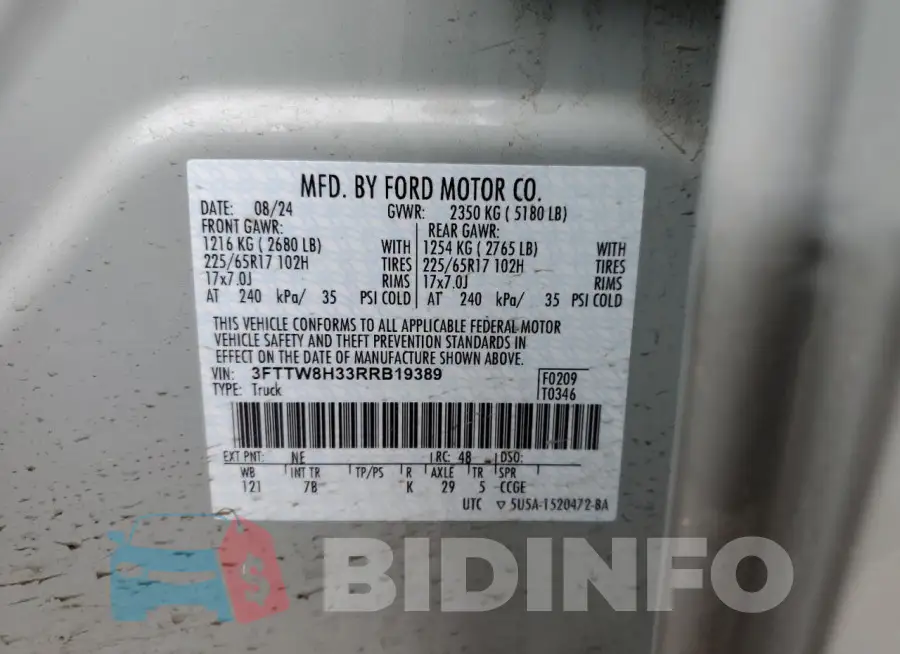 3FTTW8H33RRB19389 Photo# 12