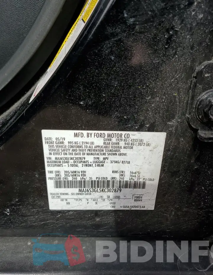 MAJ6S3GL5KC302879 Photo# 12