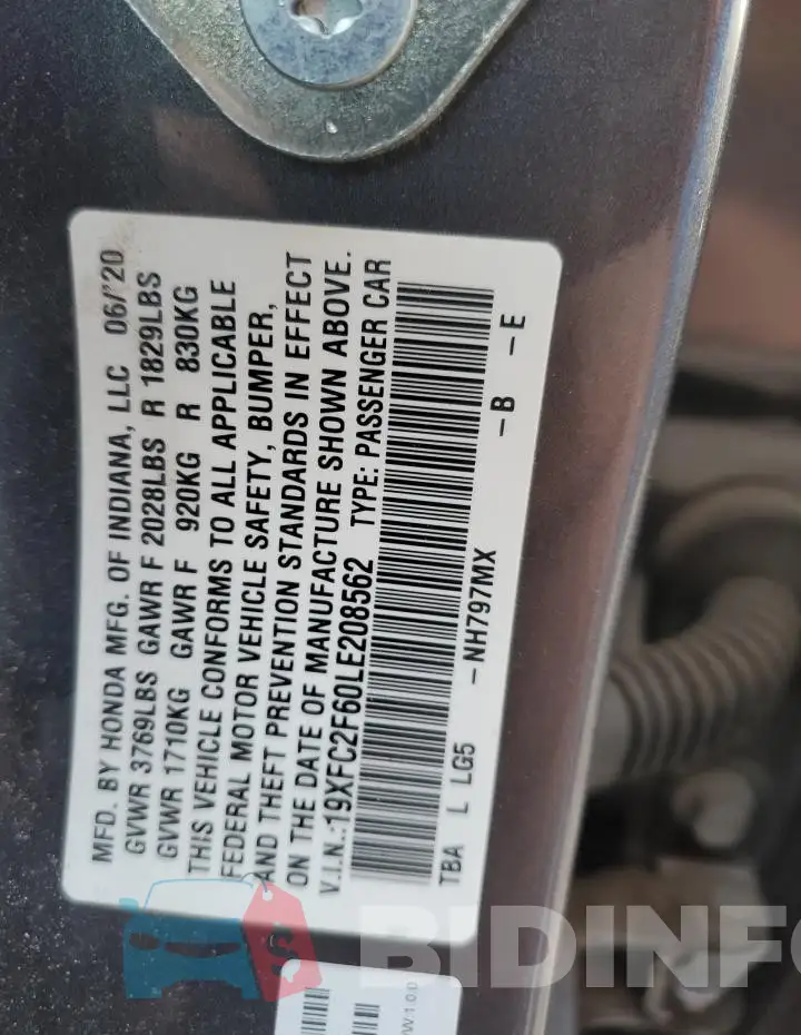 19XFC2F60LE208562 Photo# 12