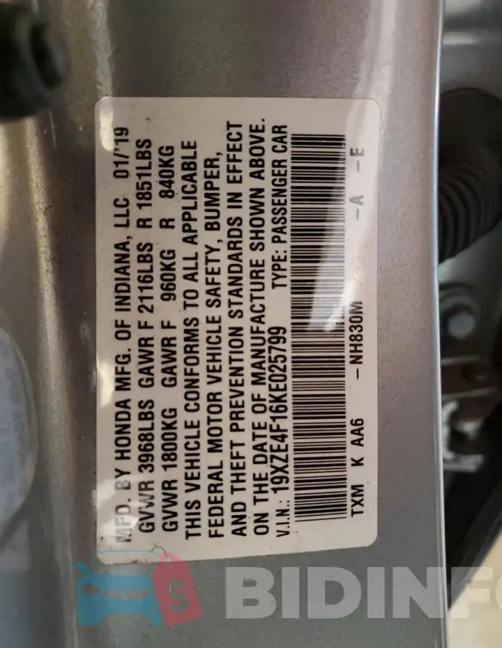 19XZE4F16KE025799 Photo# 12