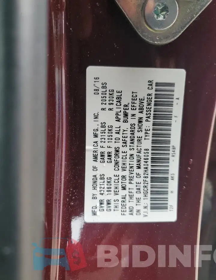 1HGCR2F82HA046058 Photo# 12