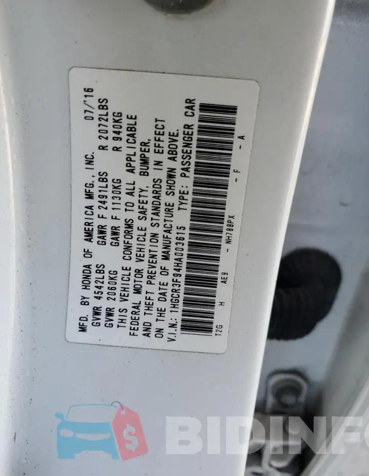 1HGCR3F94HA003615 Photo# 12