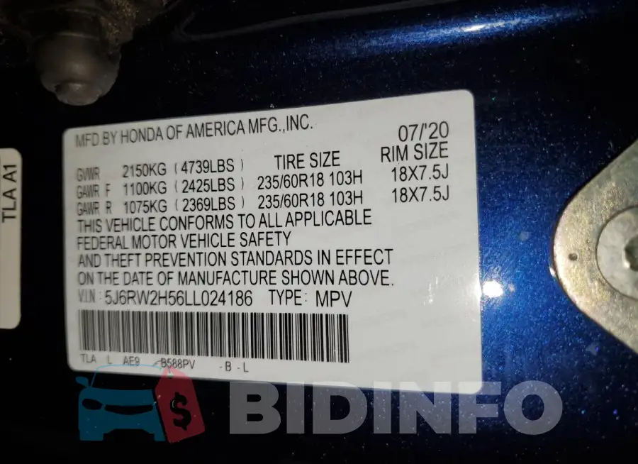 5J6RW2H56LL024186 Photo# 12