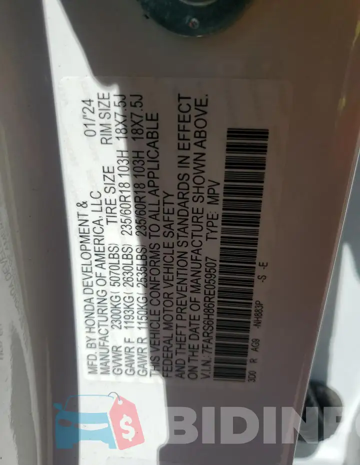 7FARS6H86RE059507 Photo# 13