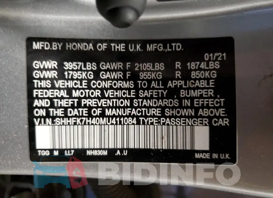 SHHFK7H40MU411084 Photo# 12