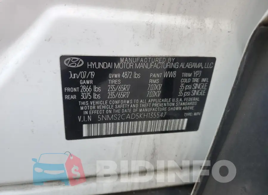 5NMS2CAD5KH135547 Photo# 14