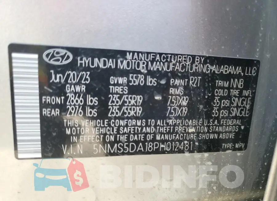 5NMS5DA18PH012481 Photo# 14