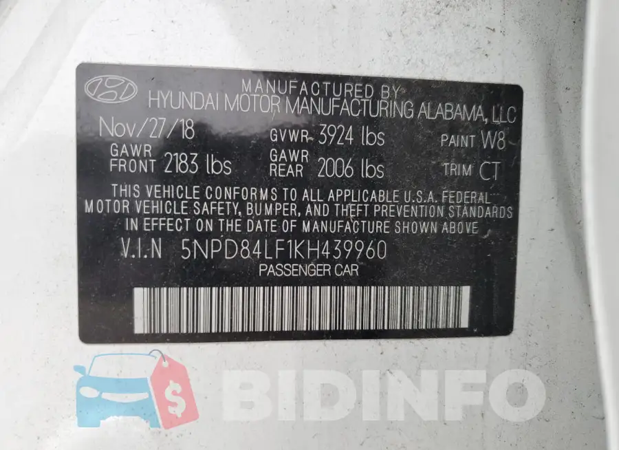 5NPD84LF1KH439960 Photo# 12