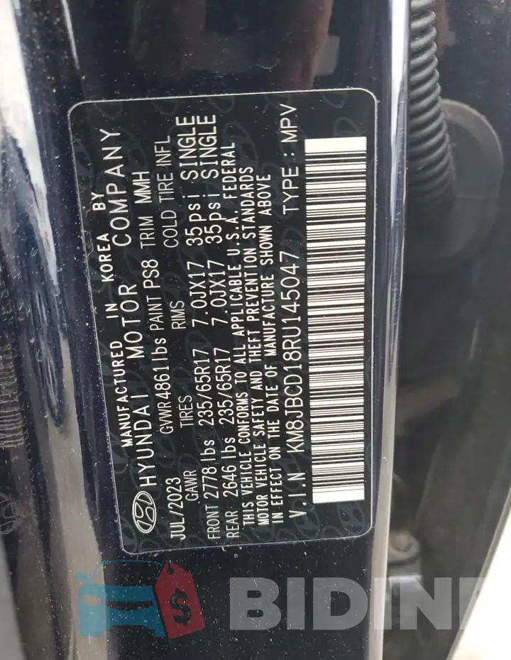 KM8JBCD18RU145047 Photo# 13