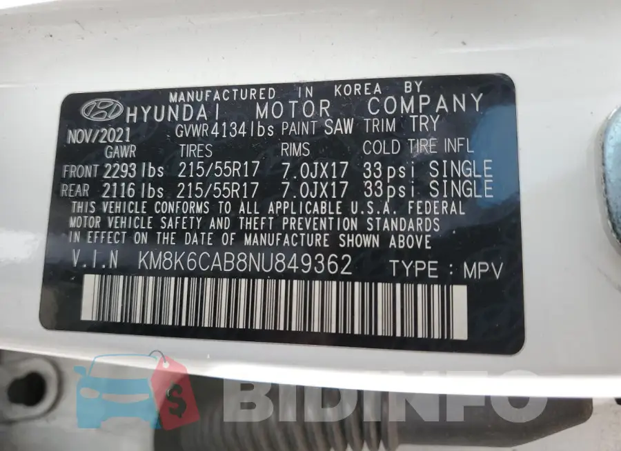 KM8K6CAB8NU849362 Photo# 13