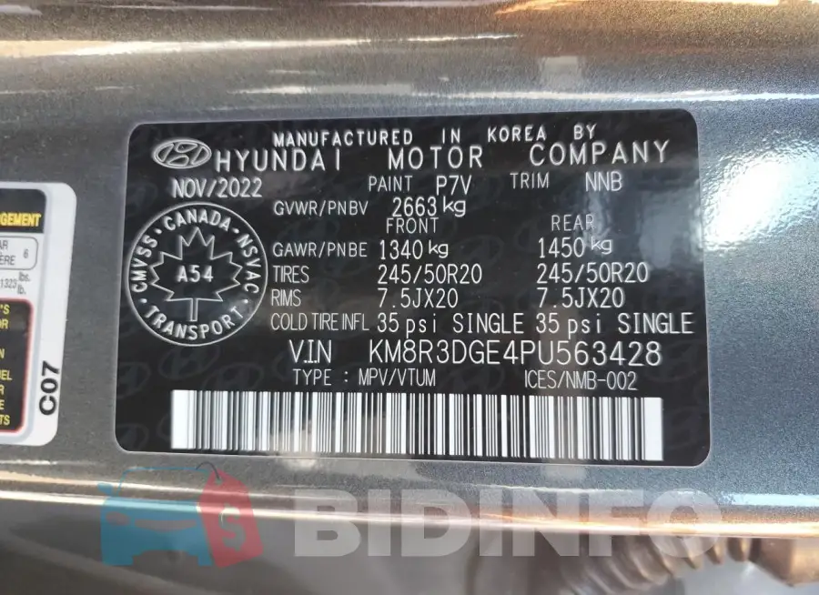 KM8R3DGE4PU563428 Photo# 13