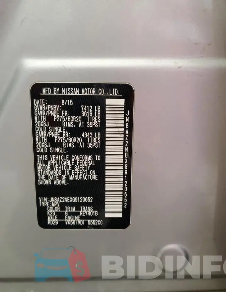 JN8AZ2NEXG9120652 Photo# 13
