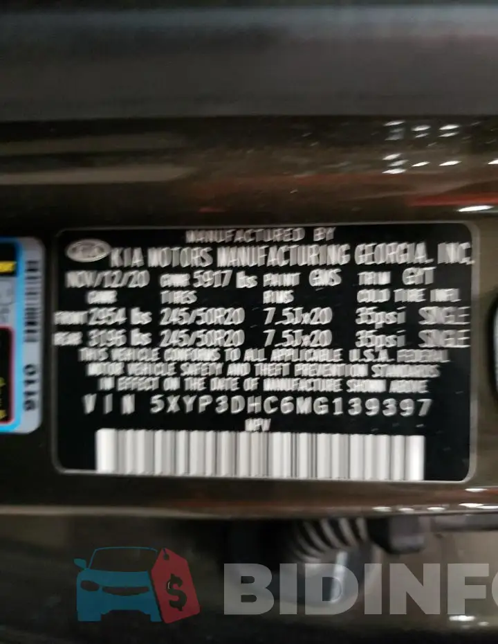 5XYP3DHC6MG139397 Photo# 13