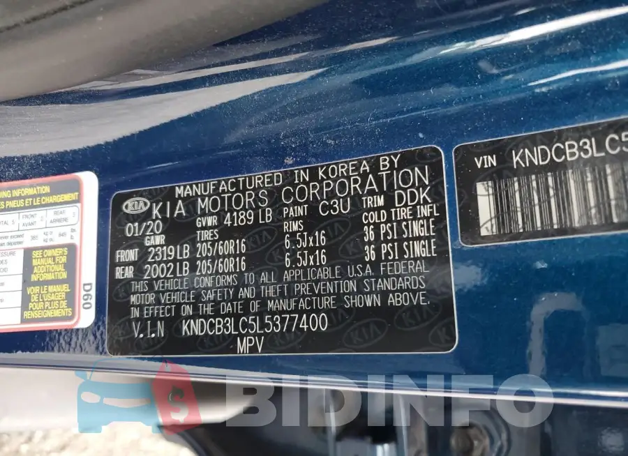 KNDCB3LC5L5377400 Photo# 12