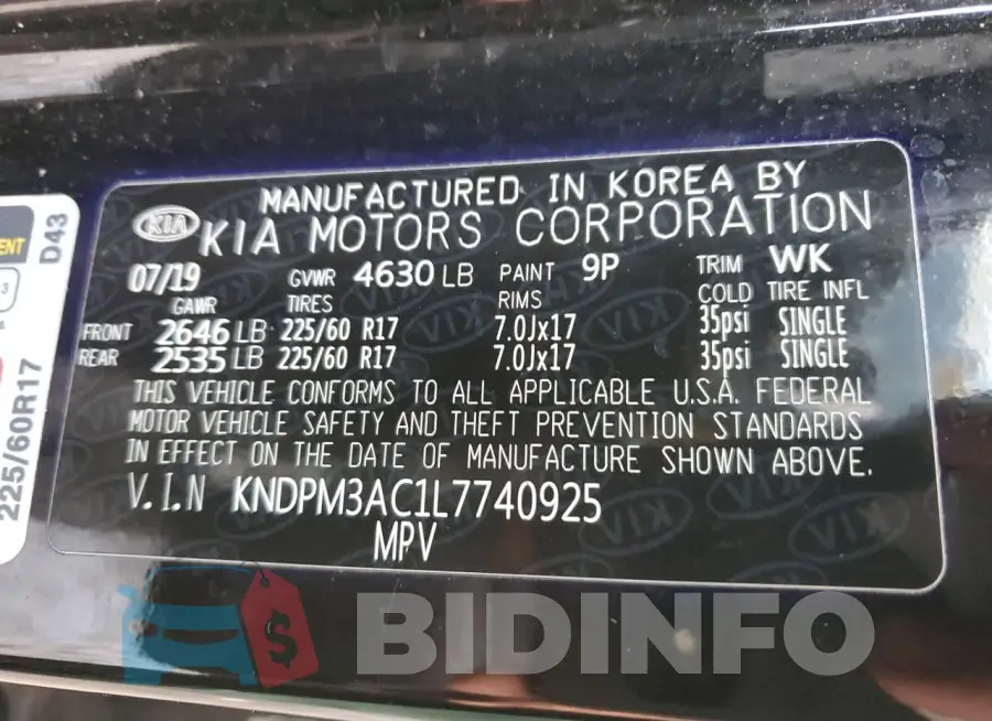 KNDPM3AC1L7740925 Photo# 13