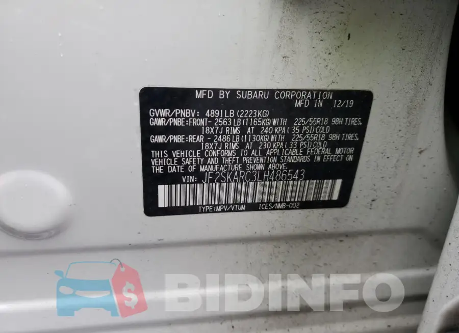 JF2SKARC3LH486543 Photo# 13