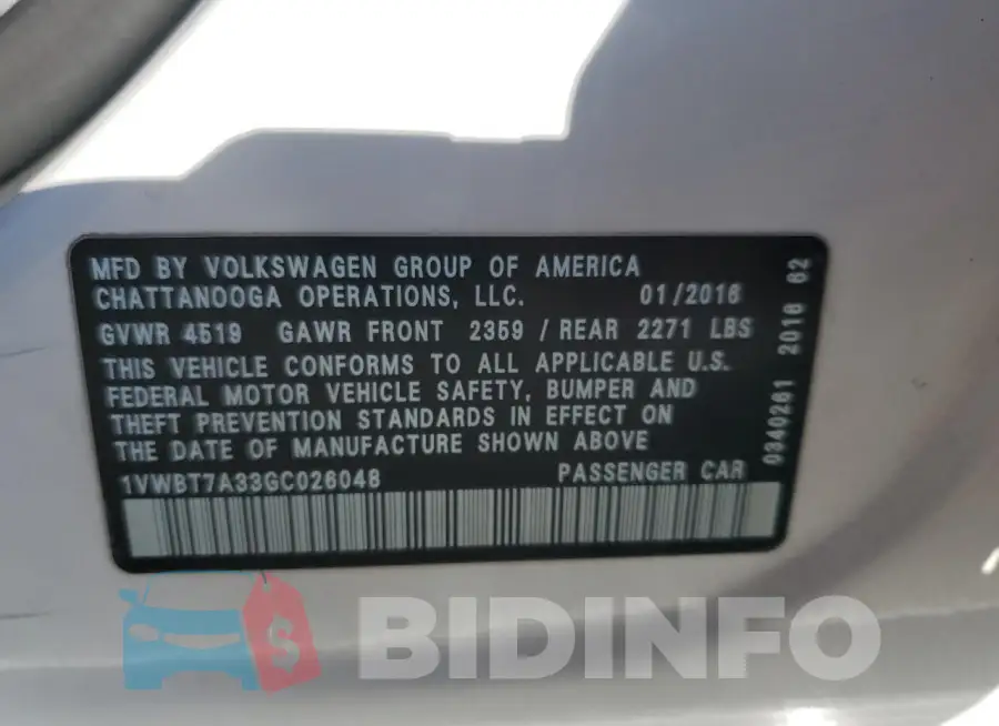 1VWBT7A33GC026048 Photo# 12