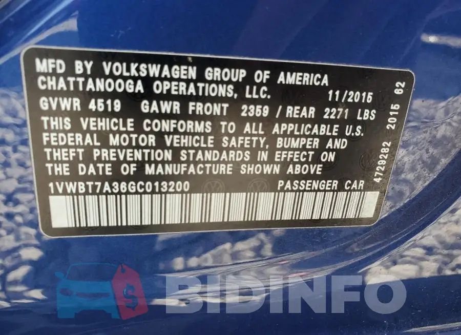 1VWBT7A36GC013200 Photo# 12