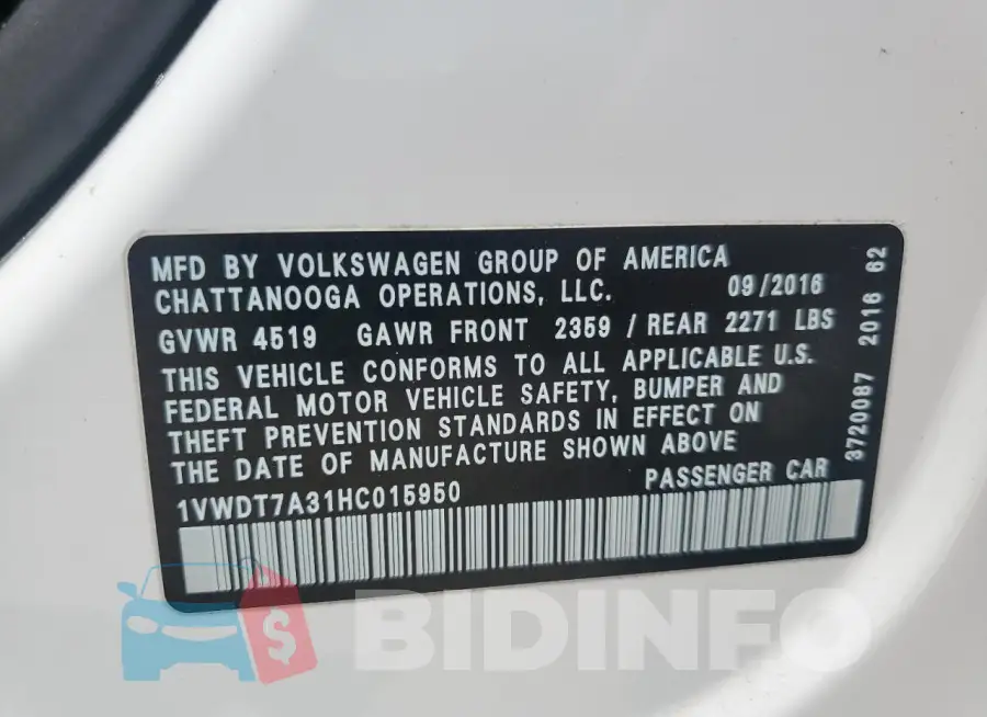 1VWDT7A31HC015950 Photo# 12