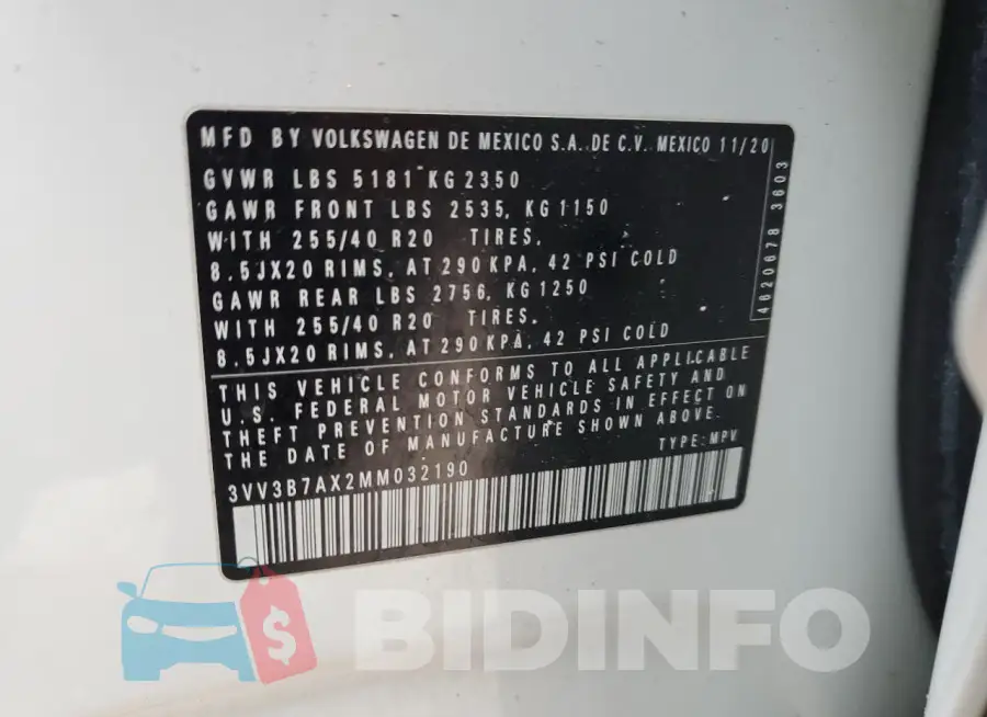 3VV3B7AX2MM032190 Photo# 13