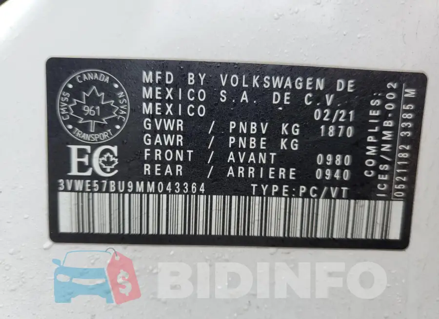 3VWE57BU9MM043364 Photo# 13