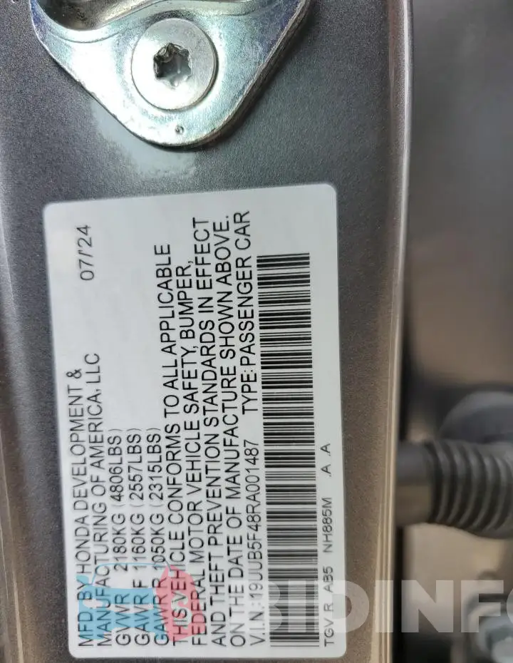19UUB5F48RA001487 Photo# 12
