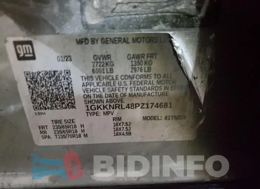 1GKKNRL48PZ174681 Photo# 13