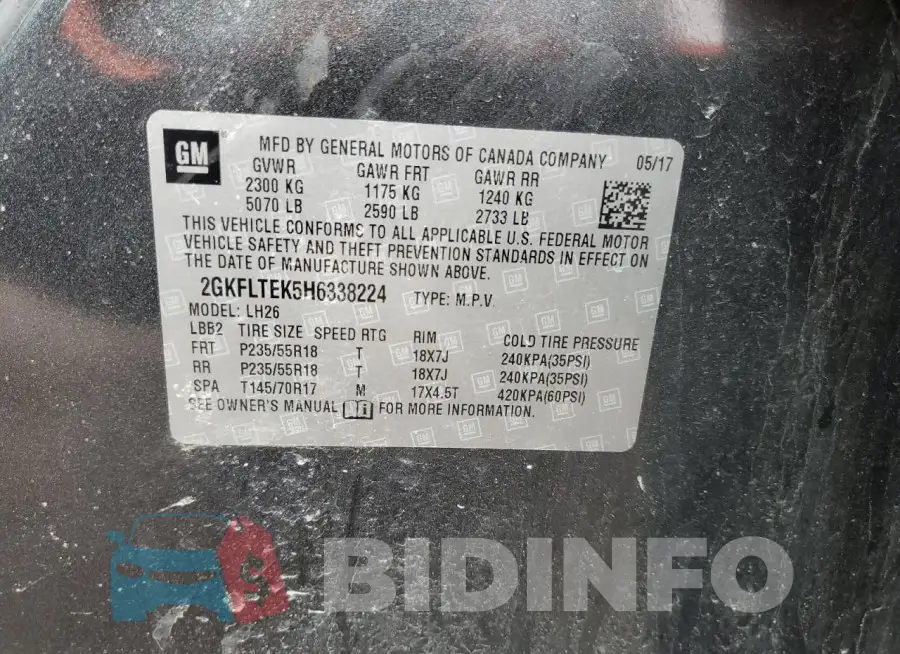 2GKFLTEK5H6338224 Photo# 13