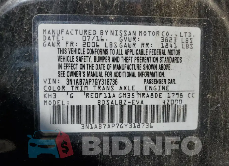 3N1AB7AP7GY318736 Photo# 12