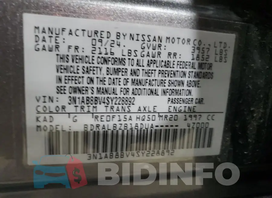 3N1AB8BV4SY228892 Photo# 12