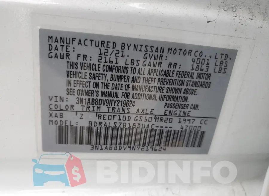 3N1AB8DV9NY219624 Photo# 12