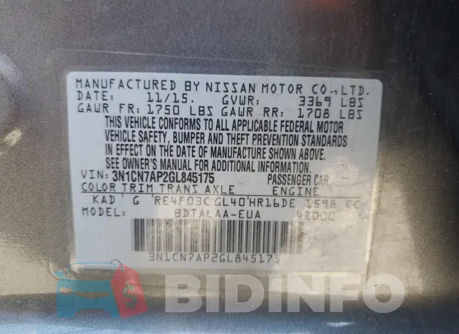 3N1CN7AP2GL845175 Photo# 13
