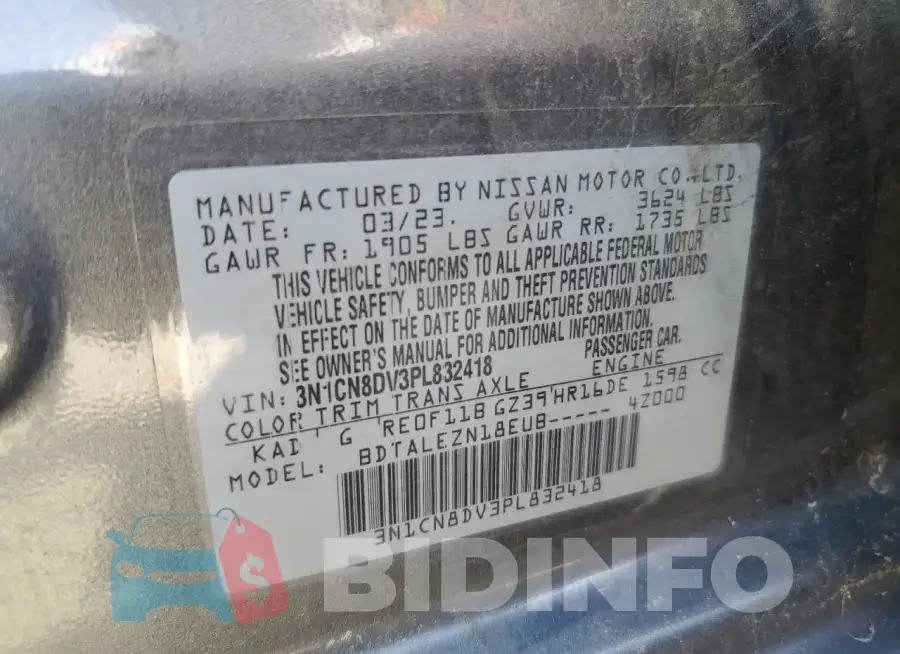 3N1CN8DV3PL832418 Photo# 13